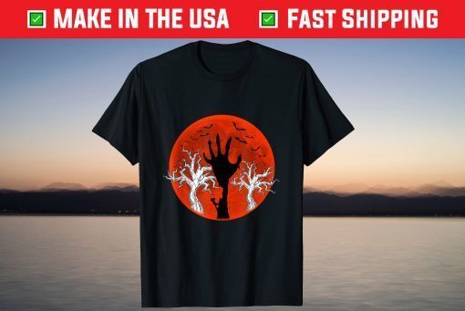 Vintage Retro Sunset Halloween Zombie Hand Scary Costume T-Shirt