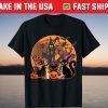 Vintage Scary Halloween Black Cat With Witch Spooky T-Shirt