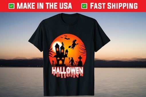 Vintage Style Haunted House - Happy Halloween T-Shirt