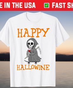 Wine Drinker Pun Skateboard Skeleton Halloween T-Shirt