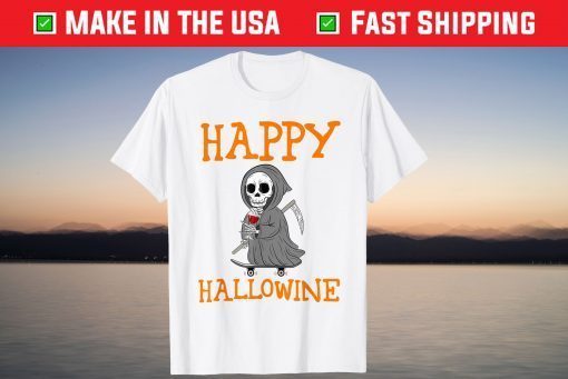 Wine Drinker Pun Skateboard Skeleton Halloween T-Shirt