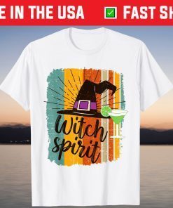 Witch Spirit Tequila Retro Sunset Halloween Tee Shirt