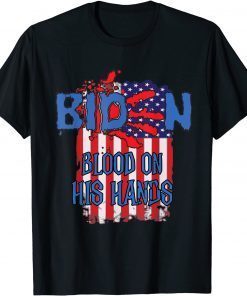 Biden Blood On His Hands Usa Flag Unisex Shirt