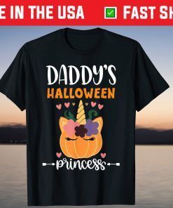 daddy's Halloween princess Cute Unicorn Pumpkin Halloween T-Shirt