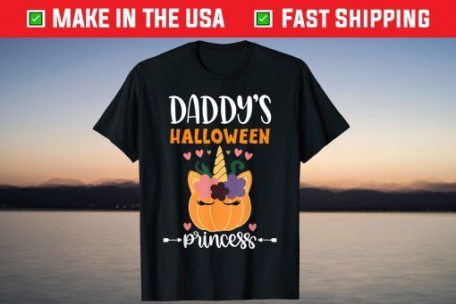 daddy's Halloween princess Cute Unicorn Pumpkin Halloween T-Shirt