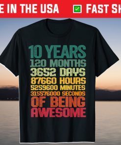 10 Years 120 Months Of Being Awesome 10th Birthday T-Shirt