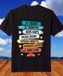 11 Years 132 Months Of Being Awesome 11th Birthday T-Shirt