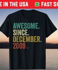 12 Years Old Awesome Since December 2009 12th Birthday T-Shirt