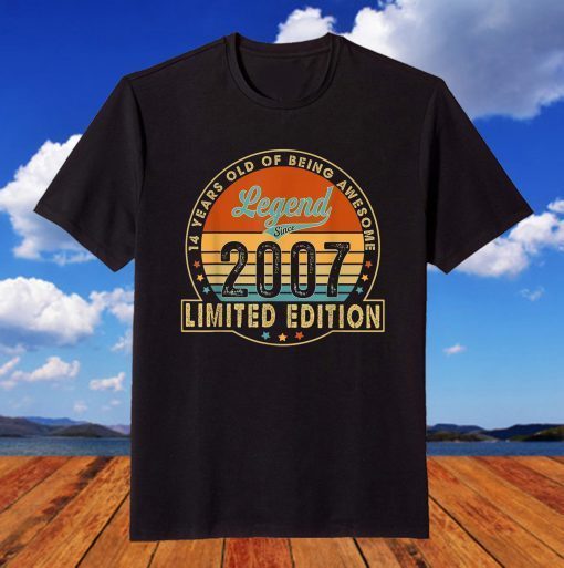 14th Birthday Legend Since 2007 Vintage Birthday T-Shirt