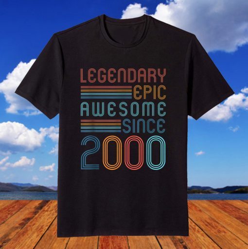 22nd Birthday Decoration Legendary Epic Awesome Since 2000 T-Shirt