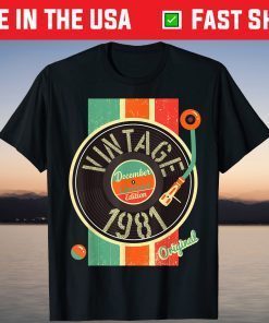 40 Years Birthday Man December Record Player Vinyl Vintage T-Shirt