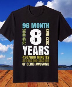 8th Birthday 8 Years Old Vintage Retro 96 Months T-Shirt