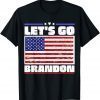 Anti Biden Let's Go Brandon Conservative Anti Liberal US Flag T-Shirt