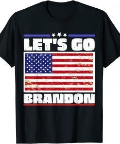 Anti Biden Let's Go Brandon Conservative Anti Liberal US Flag T-Shirt