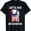 Anti Biden Let's Go Brandon , Skull American Flag Unisex T-Shirt