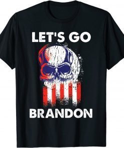 Anti Biden Let's Go Brandon , Skull American Flag Unisex T-Shirt