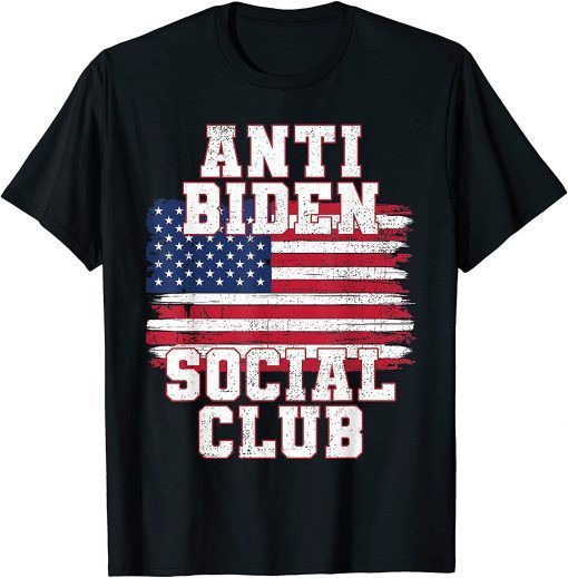 Anti Biden Social Club American Flag Retro Vintage Gift Shirt