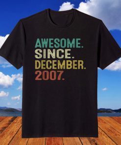 Awesome Since December 2007 14th Birthday 14 Years Old T-Shirt