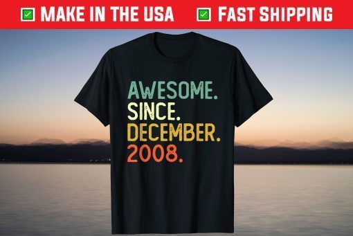 Awesome Since December 2008 13th Birthday 13 Years Old T-Shirt