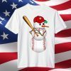 Baseball Snowman Balls Snow Christmas Xmas T-Shirt