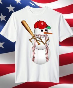 Baseball Snowman Balls Snow Christmas Xmas T-Shirt