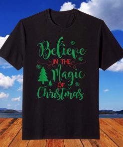 Believe in The Magic of Christmas Tree Plaid T-Shirt