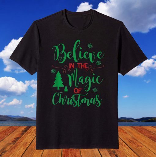 Believe in The Magic of Christmas Tree Plaid T-Shirt