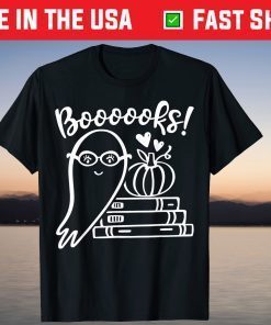 Boooooks Ghost Reading Book Halloween Reading Bookworm T-Shirt