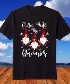 Buffalo Plaid Chillin' With My Gnomies Merry Christmas Gnome T-Shirt