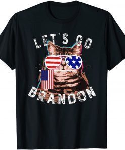 Cat US Flag Let's go Brandon Unisex Shirt