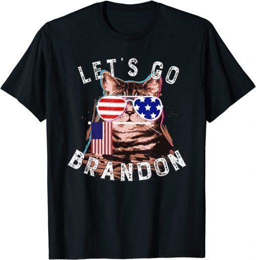 Cat US Flag Let's go Brandon Unisex Shirt