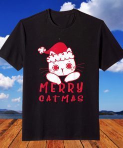 Cats With Santa Hat Merry Catmas Cat Lover Christmas T-Shirt