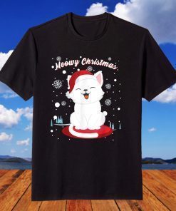 Christmas Cat With Santa Hat Cute Kitty In Winter Wonderland T-Shirt