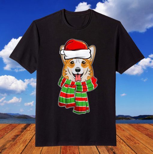 Christmas Dog Christmas Decorations Corgi Pajama Santa Hat T-Shirt