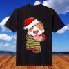 Christmas Dog Christmas Decorations Pitbull Pajama Santa Hat T-Shirt