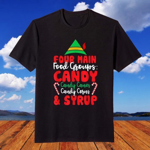 Christmas Four Main Food Groups Elf Buddy Xmas Pajama T-Shirt