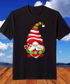 Christmas Gnome For Kids With Xmas Stocking And Sugar Cane T-Shirt