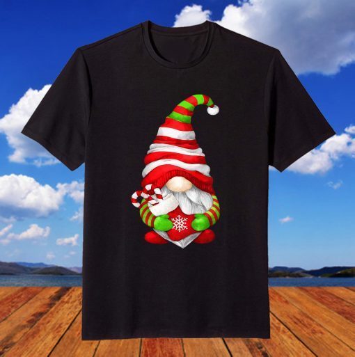 Christmas Gnome For Kids With Xmas Stocking And Sugar Cane T-Shirt