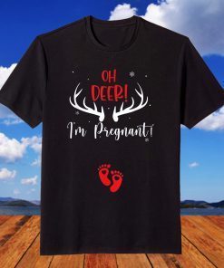 Christmas Pregnancy Announcement Buck Behind Bump T-Shirt