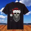 Christmas Santa Skull Red Buffalo Plaid Xmas T-Shirt