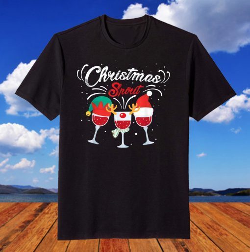 Christmas Spirits Glasses Of Wine Xmas Holidays Party Unisex Shirt