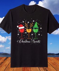 Christmas Spirits Glasses Of Wine Xmas Holidays Party T-Shirt