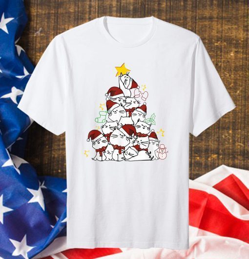 Christmas Tree Cat Pajama T-Shirt