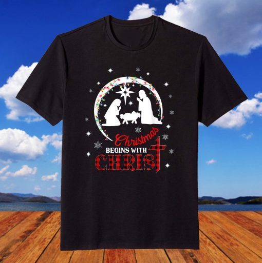 Christmas begins with Christ Jesus Faithful Christian Light T-Shirt