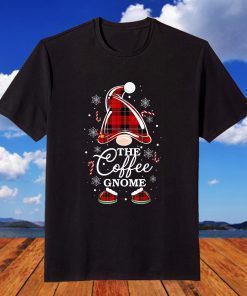 Coffee Gnome Buffalo Plaid Matching Christmas T-Shirt