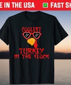 Coolest Turkey in the Flock Thanksgiving Patriotic Turkey T-Shirt