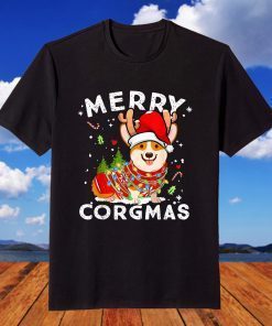 Corgi Dog Reindeer Merry Corgmas Santa Corgi Christmas T-Shirt