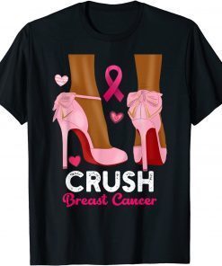 Crush Breast Cancer In October We Wear Pink Black Woman 2021 Shirt