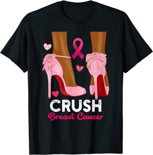 Crush Breast Cancer In October We Wear Pink Black Woman 2021 Shirt