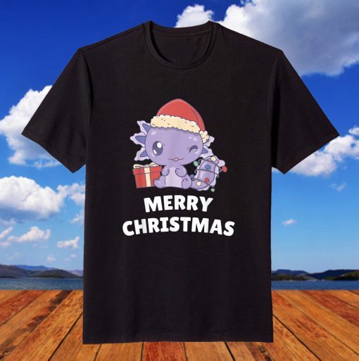 Cute Baby Axolotl Merry Christmas Pajama Kawaii Pastel Goth T-Shirt